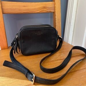 Kate Spade Black Leather Crossbody Camera Bag Purse